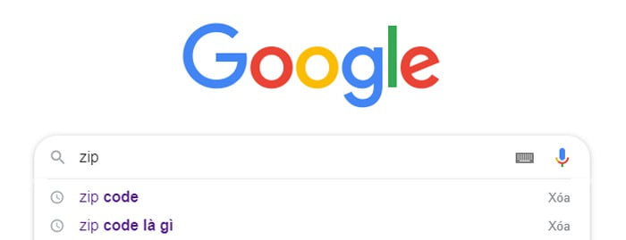 Tìm kiếm zip code trên thanh công cụ tìm kiếm google