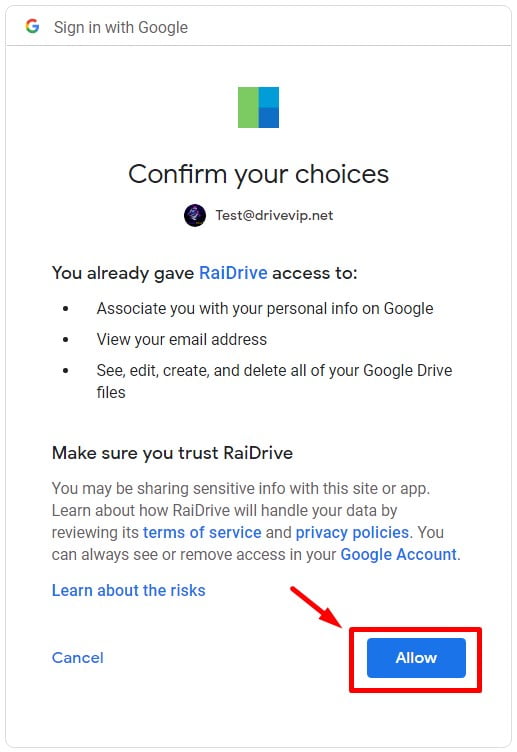 Đồng bộ máy tính với Google Drive bằng RaiDrive 26