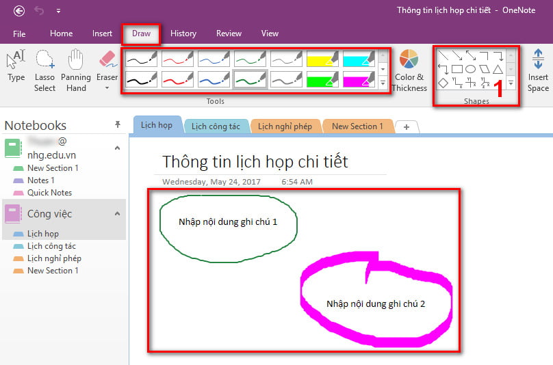 Công cụ vẽ trong OneNote