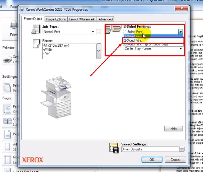 Chọn 2-Sided Print, nếu bị lỗi thì có thể chọn 2-Sided Print, Flip on Short Edge ⇒ chọn Ok.