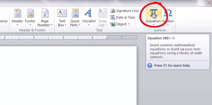 Chọn Equation 