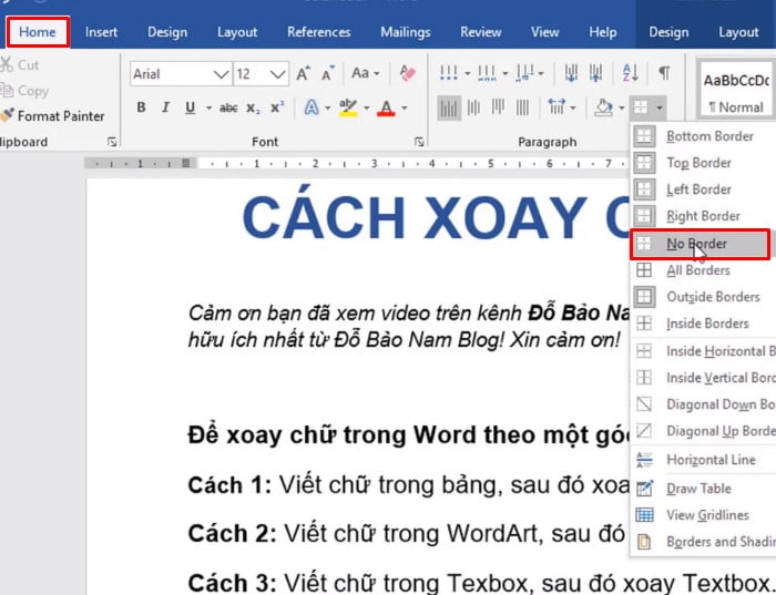 Chọn Home , chọn No Border