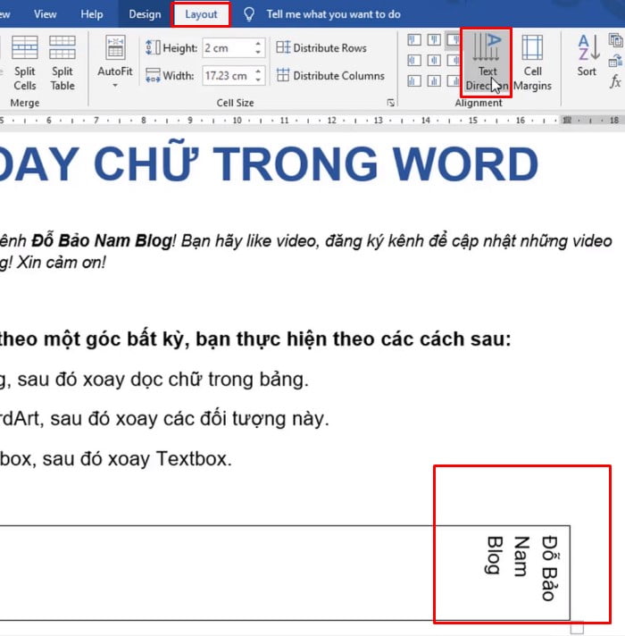 Xoay chữ trong word