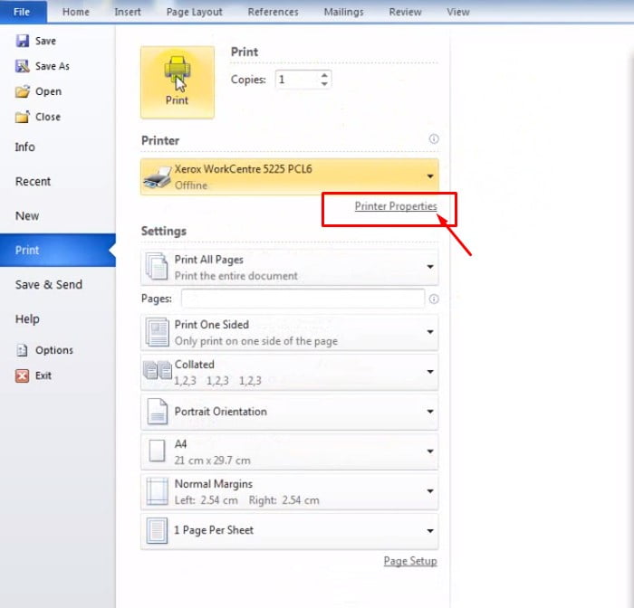 Chọn Printer properties.