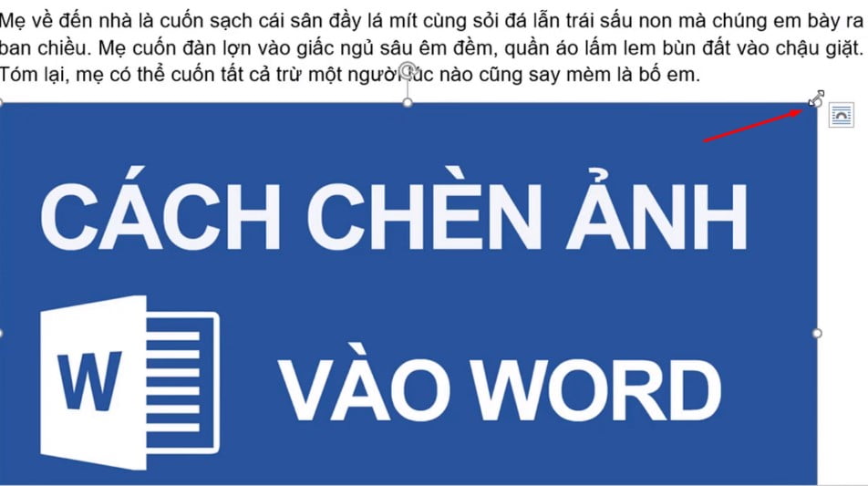 Click chuột trái vào góc, giữ chuột và thay đổi kích thước của ảnh