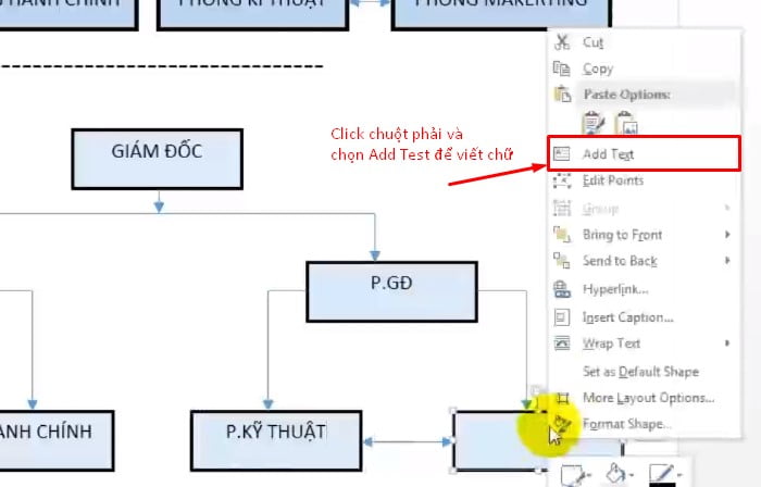 Chọn Add Text để viết trong ô