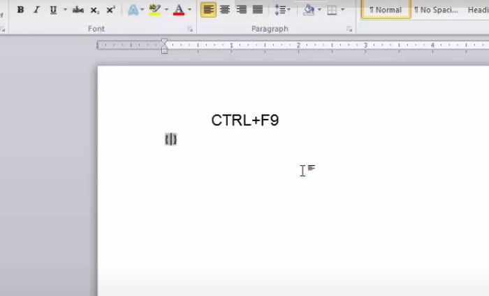 insert equation in word keyboard shortcut control f9