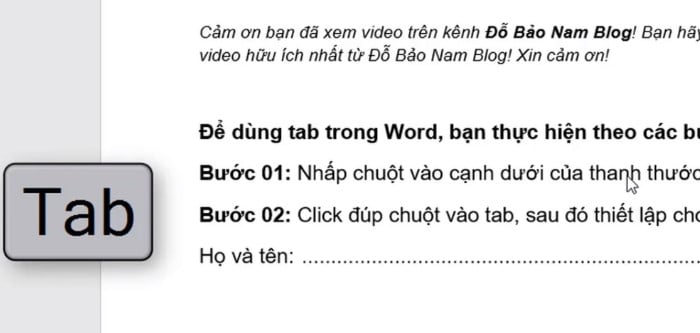 Khi bạn viết văn bản xong bạn nhấn Tab khi đó dòng chấm sẽ hiện ra