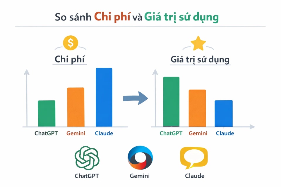 So sánh chi phí ChatGPT với Gemini và Claude 1